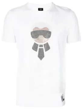 Fendi Karlito Strass White T-Shirt