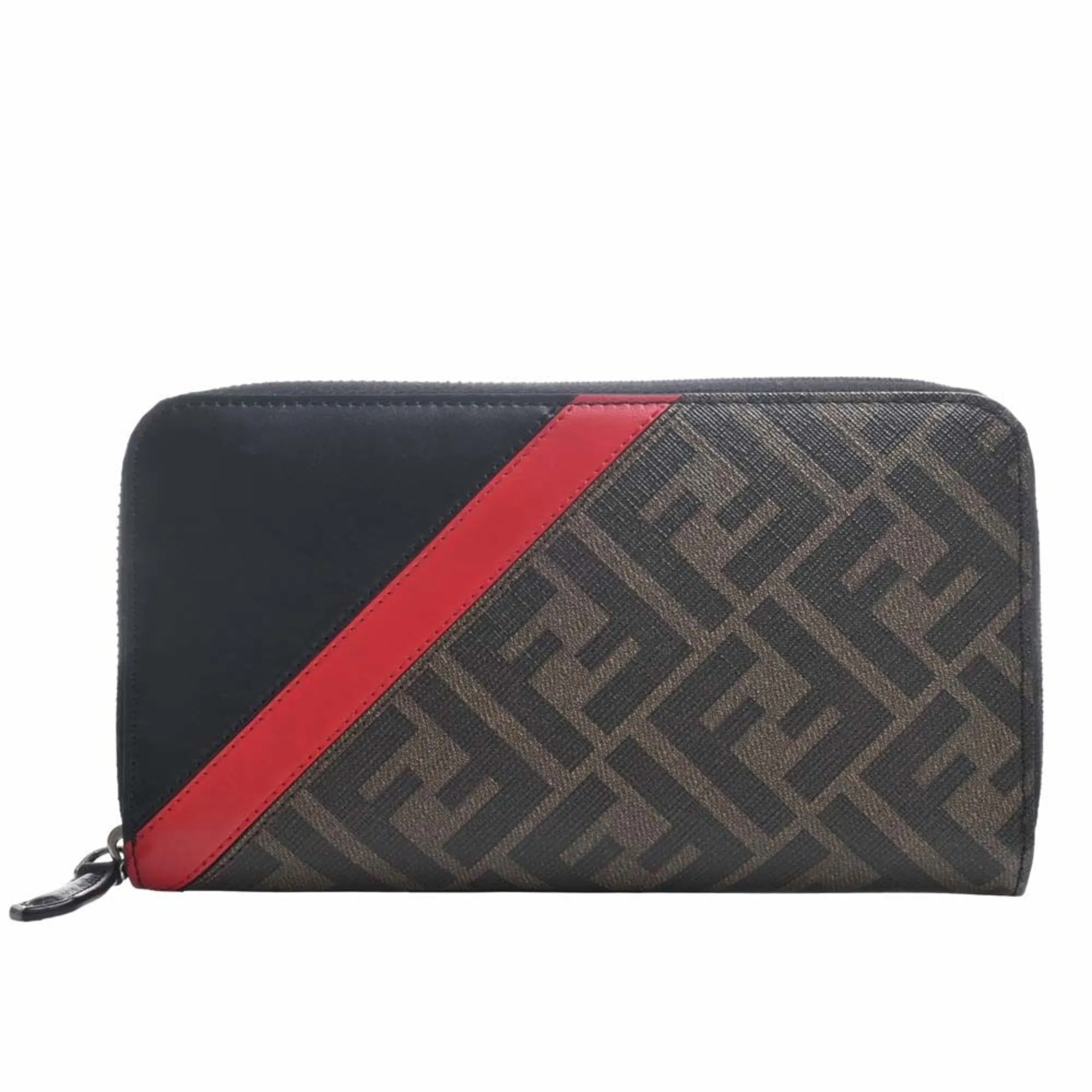 FENDI leather zucca pattern long wallet 7M0210 black brown red men's