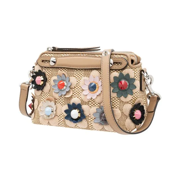 FENDI Mini Flowerland By The Way Straw Satchel