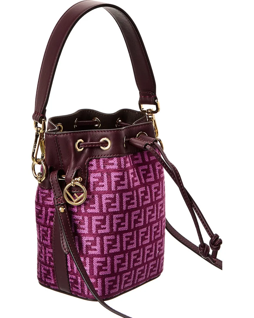 FENDI Mon Tresor Mini Tapestry & Leather Bucket Bag