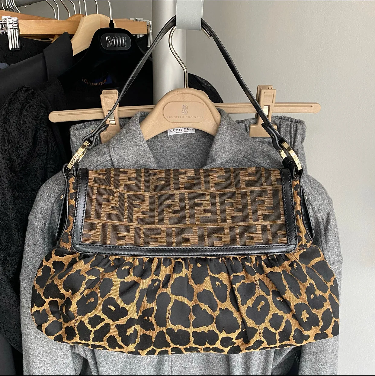 Fendi Monogram Zucca and Leopard Chef Bag