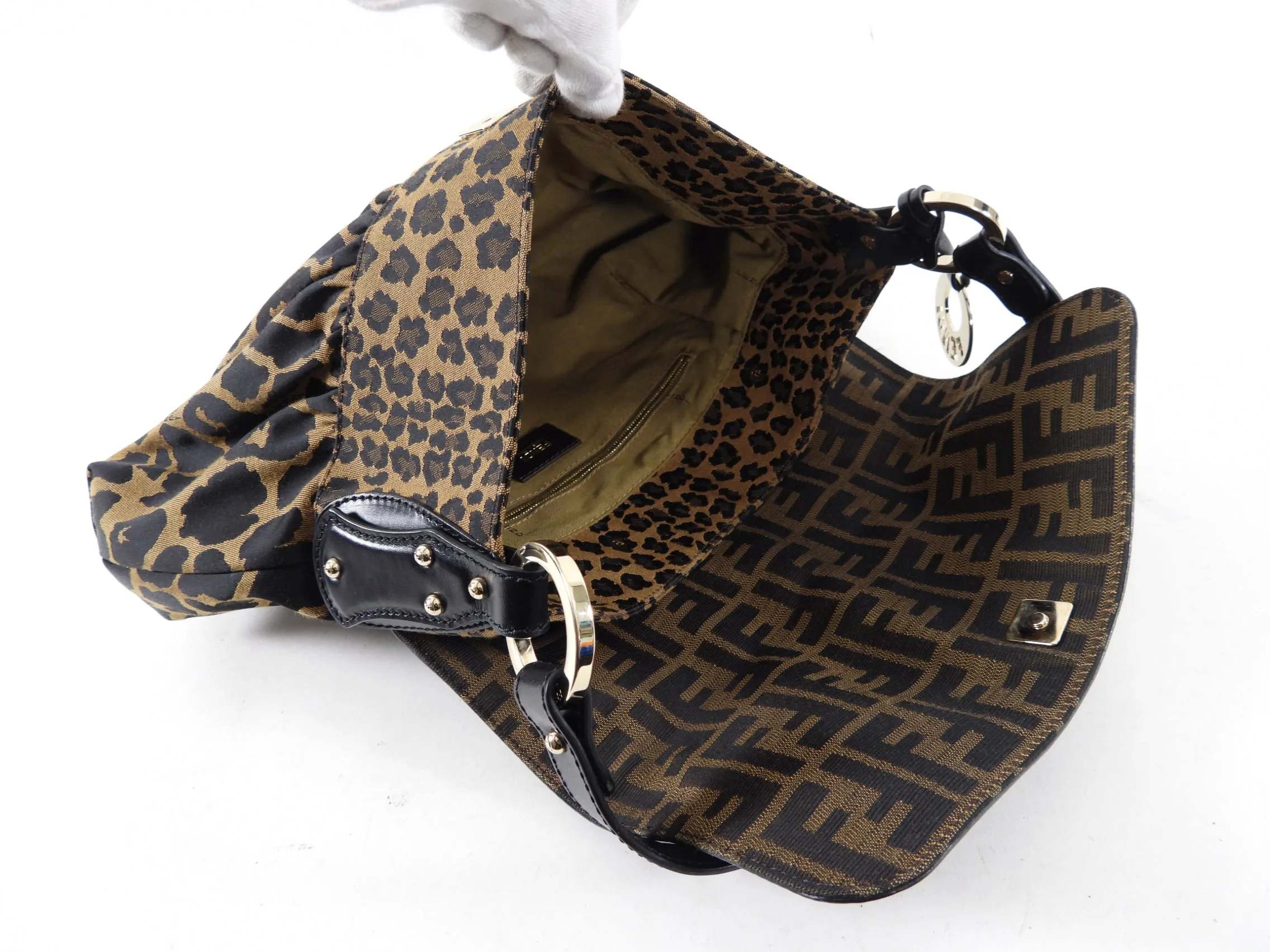 Fendi Monogram Zucca and Leopard Chef Bag