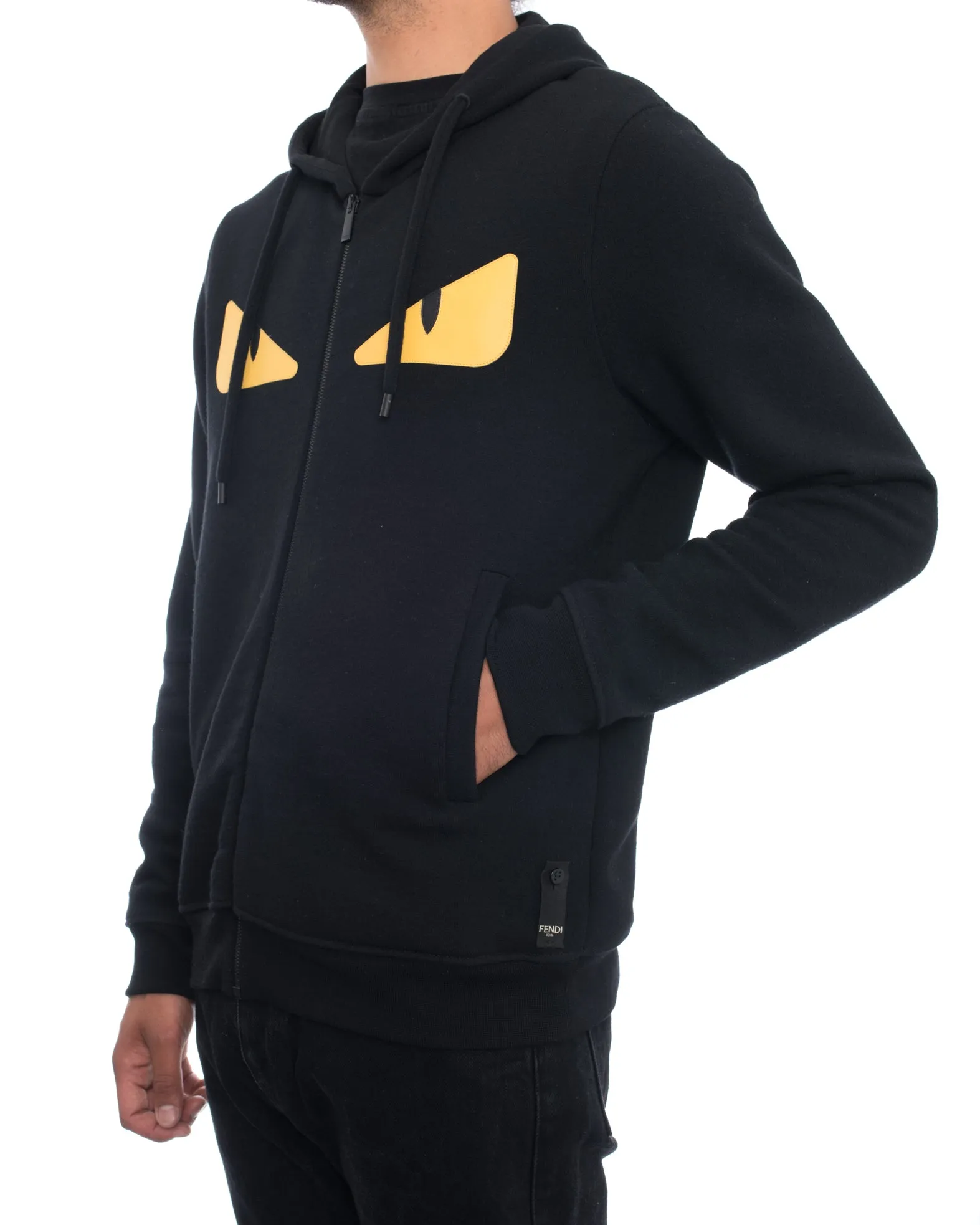 Fendi Monster Black Hoodie Sweatshirt with Yellow Eyes - 48