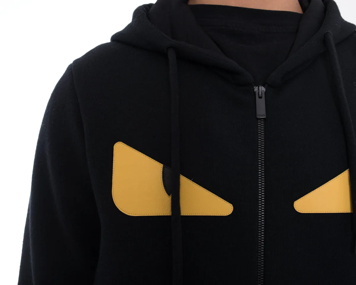 Fendi Monster Black Hoodie Sweatshirt with Yellow Eyes - 48