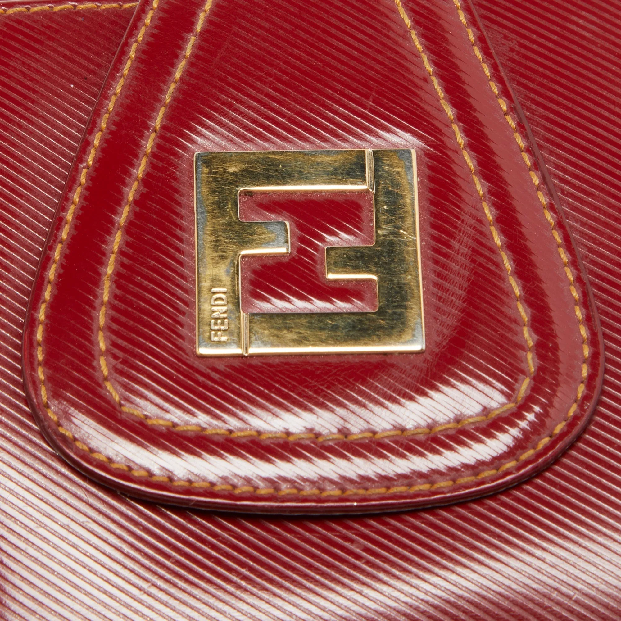 FENDI Red Coated Canvas Compact Flap Wallet