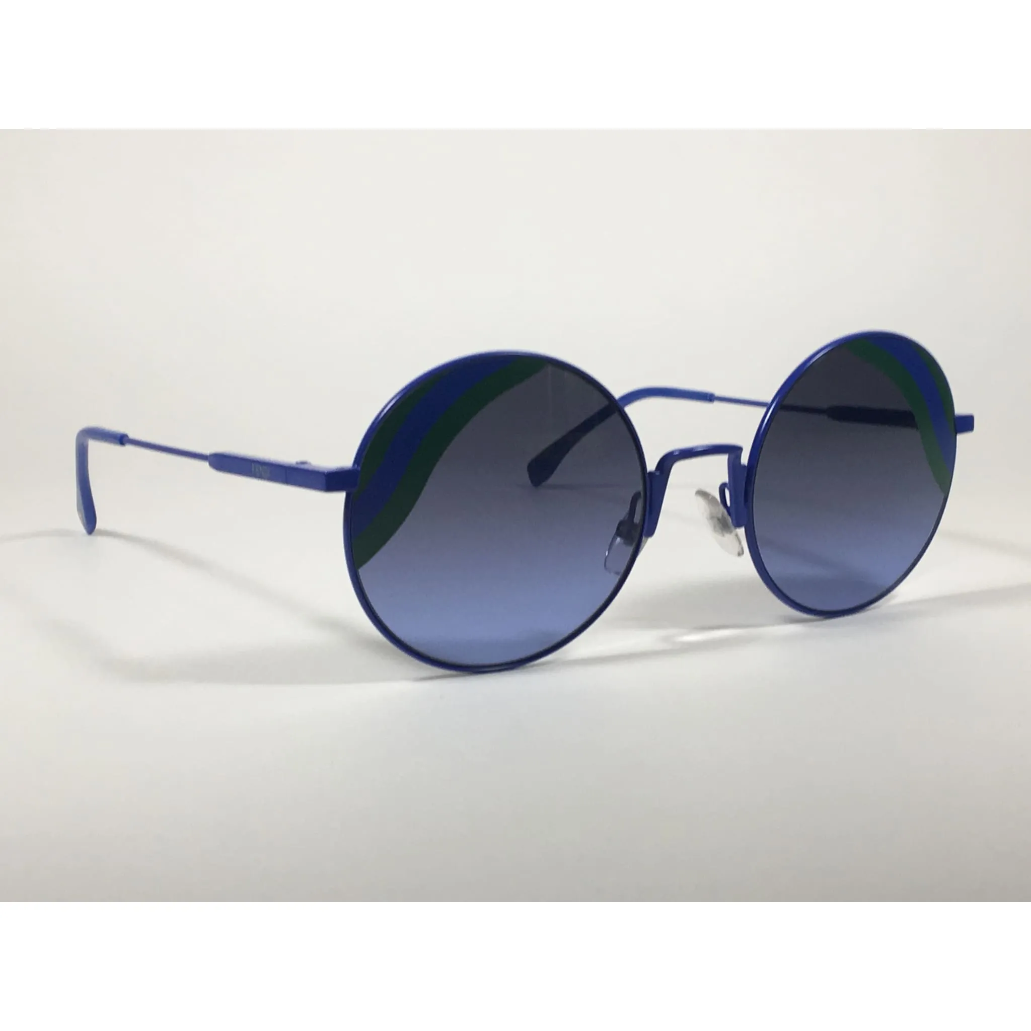 Fendi Round Sunglasses Blue Green Metal Frame Gray Smoke Lens FF0248/S PJP BLUE