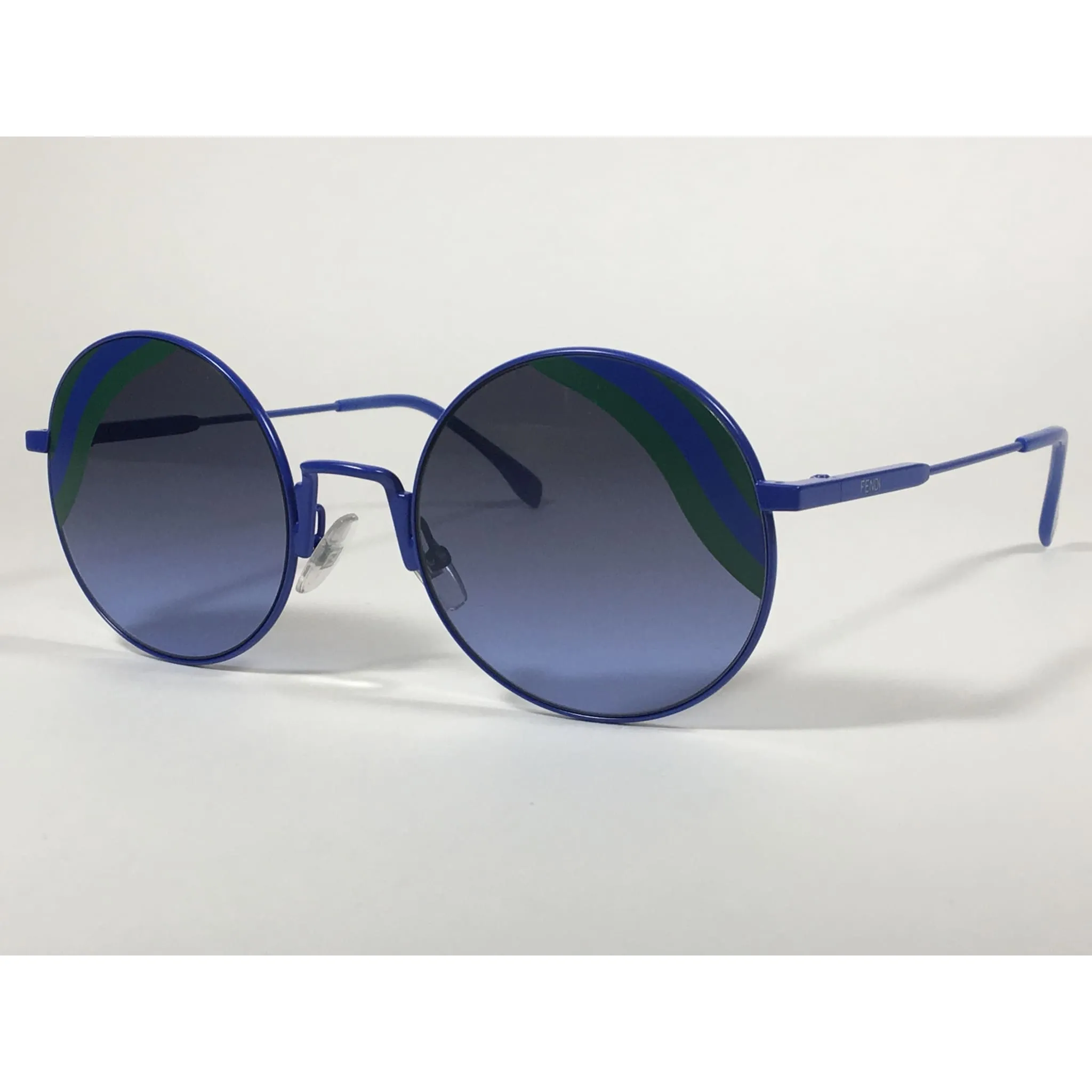 Fendi Round Sunglasses Blue Green Metal Frame Gray Smoke Lens FF0248/S PJP BLUE