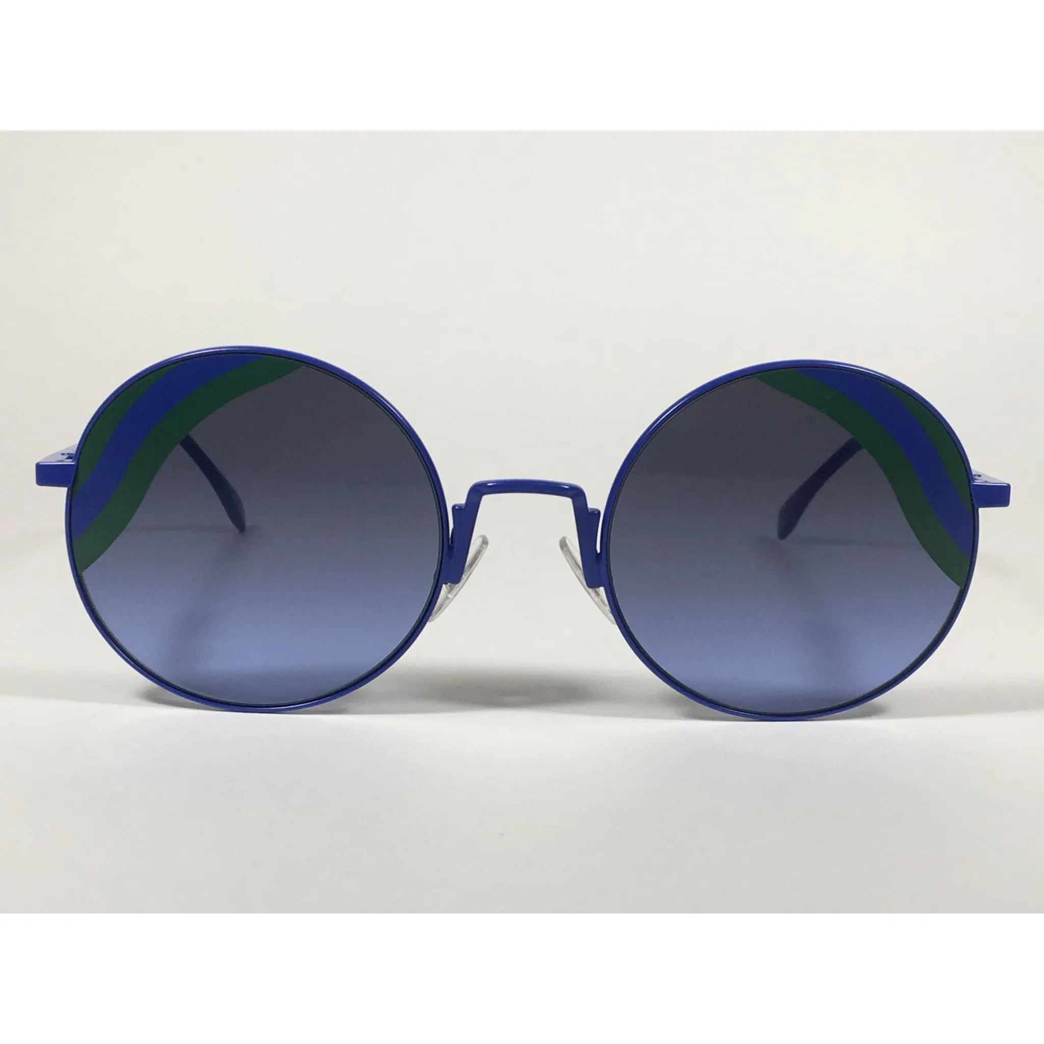 Fendi Round Sunglasses Blue Green Metal Frame Gray Smoke Lens FF0248/S PJP BLUE