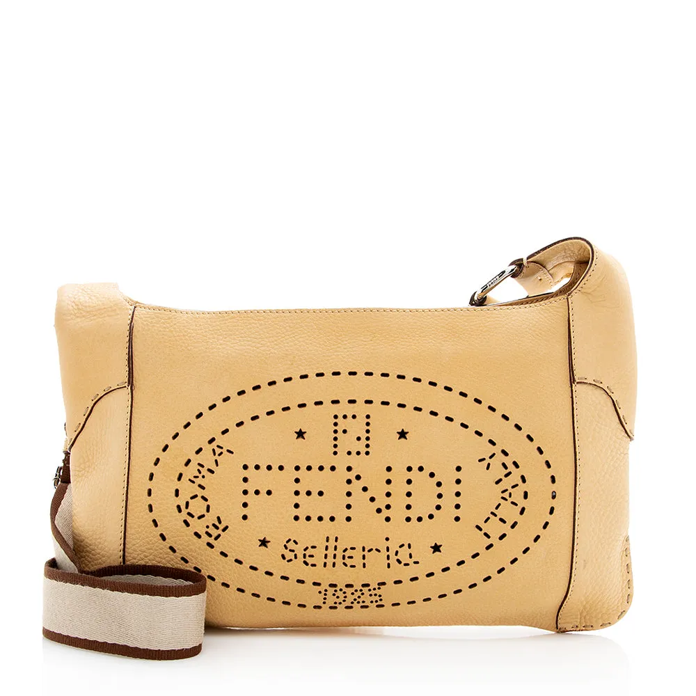 Fendi Selleria Leather Perforated Romano Messenger Bag (SHF-18894)