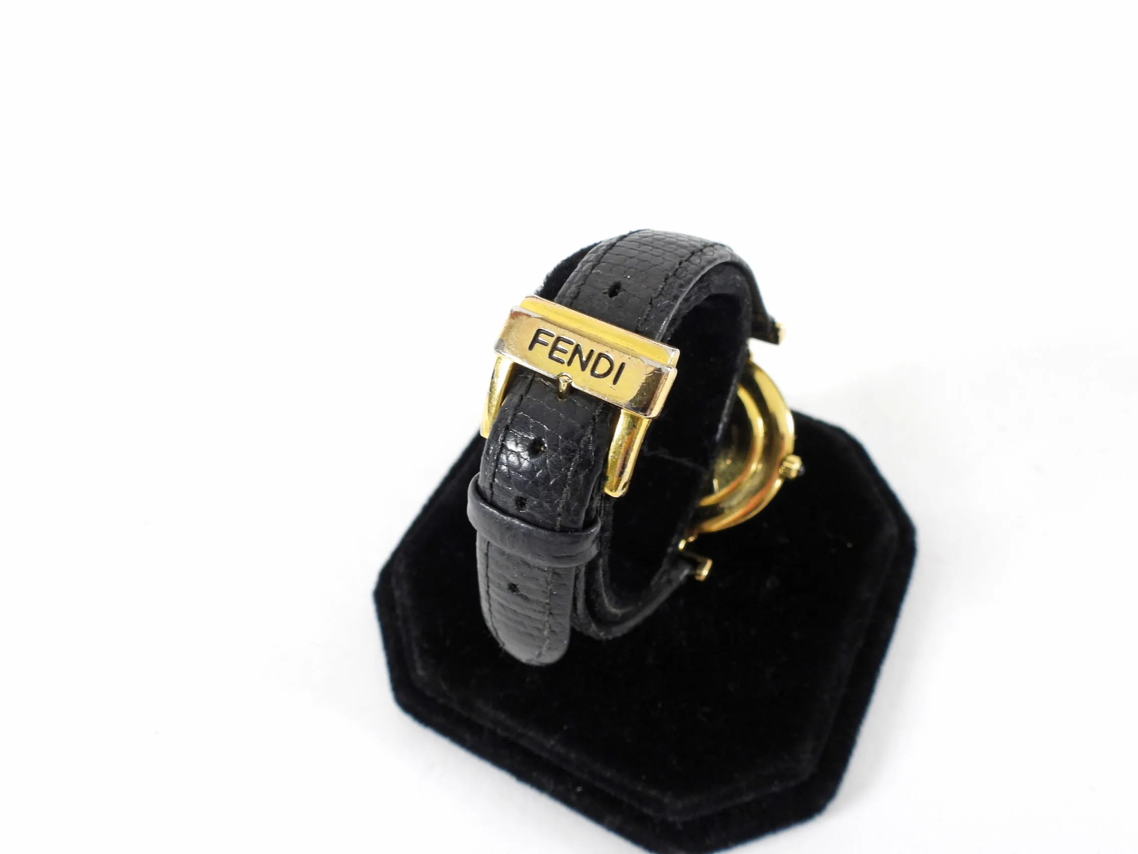 Fendi Vintage FF Gold 320 G Watch with Black Band