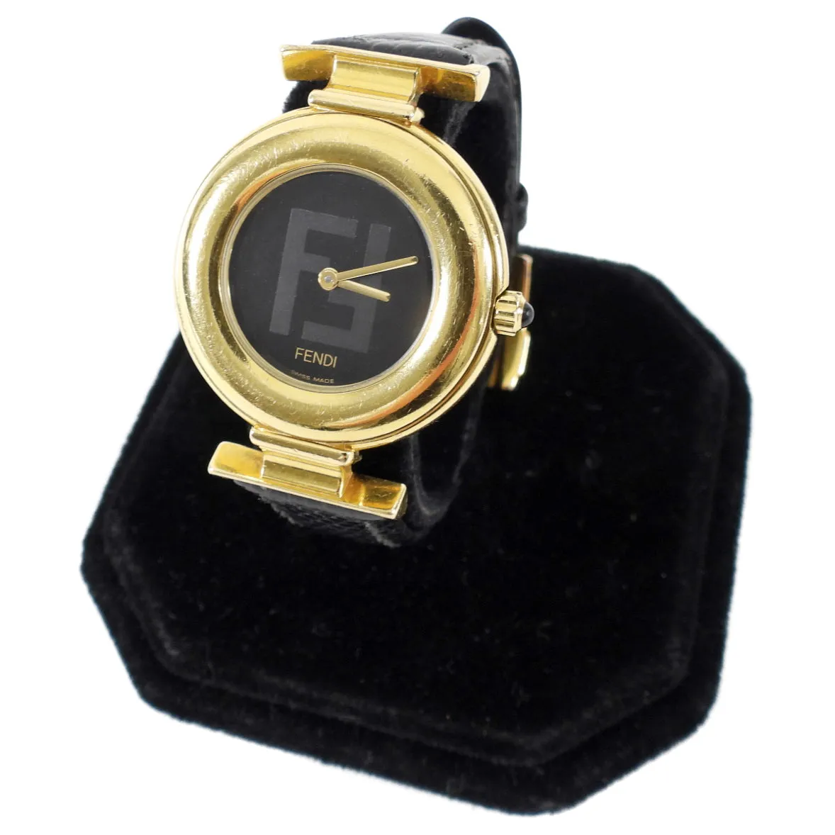 Fendi Vintage FF Gold 320 G Watch with Black Band