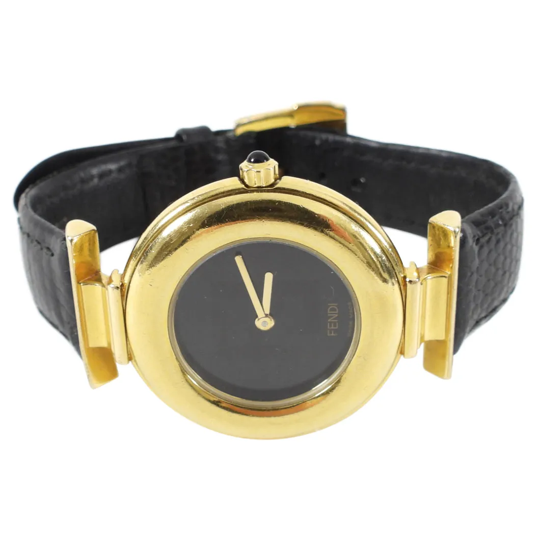 Fendi Vintage FF Gold 320 G Watch with Black Band