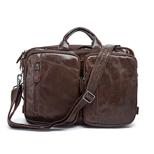 Genuine Leather Large Double Pocket Briefcase