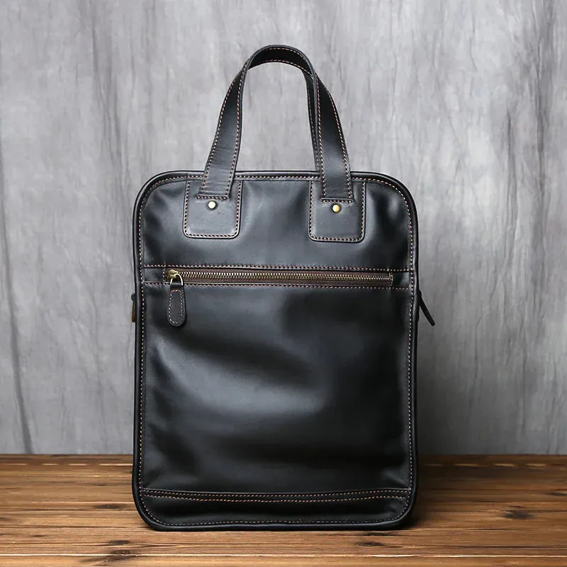 Genuine Leather Vertical Briefcase Handbag