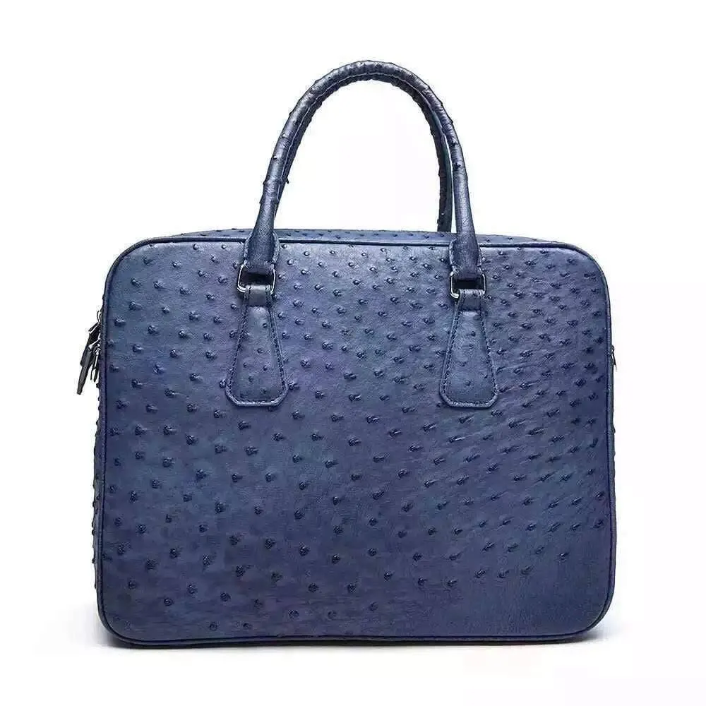 Genuine Ostrich Leather Briefcase Tote Bag