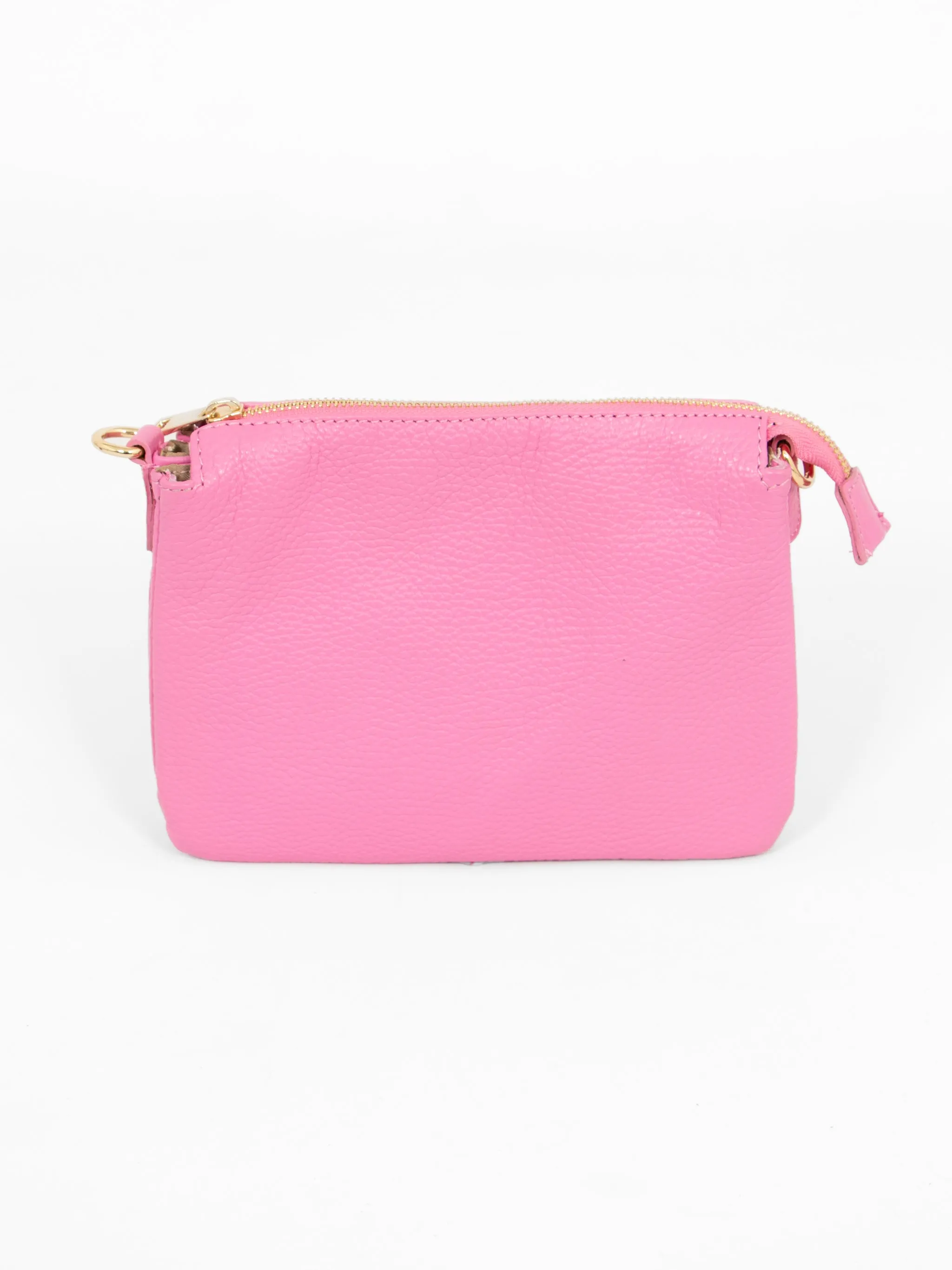 Gia - Italian Leather Crossbody Bag - Hot Pink, Pebbled