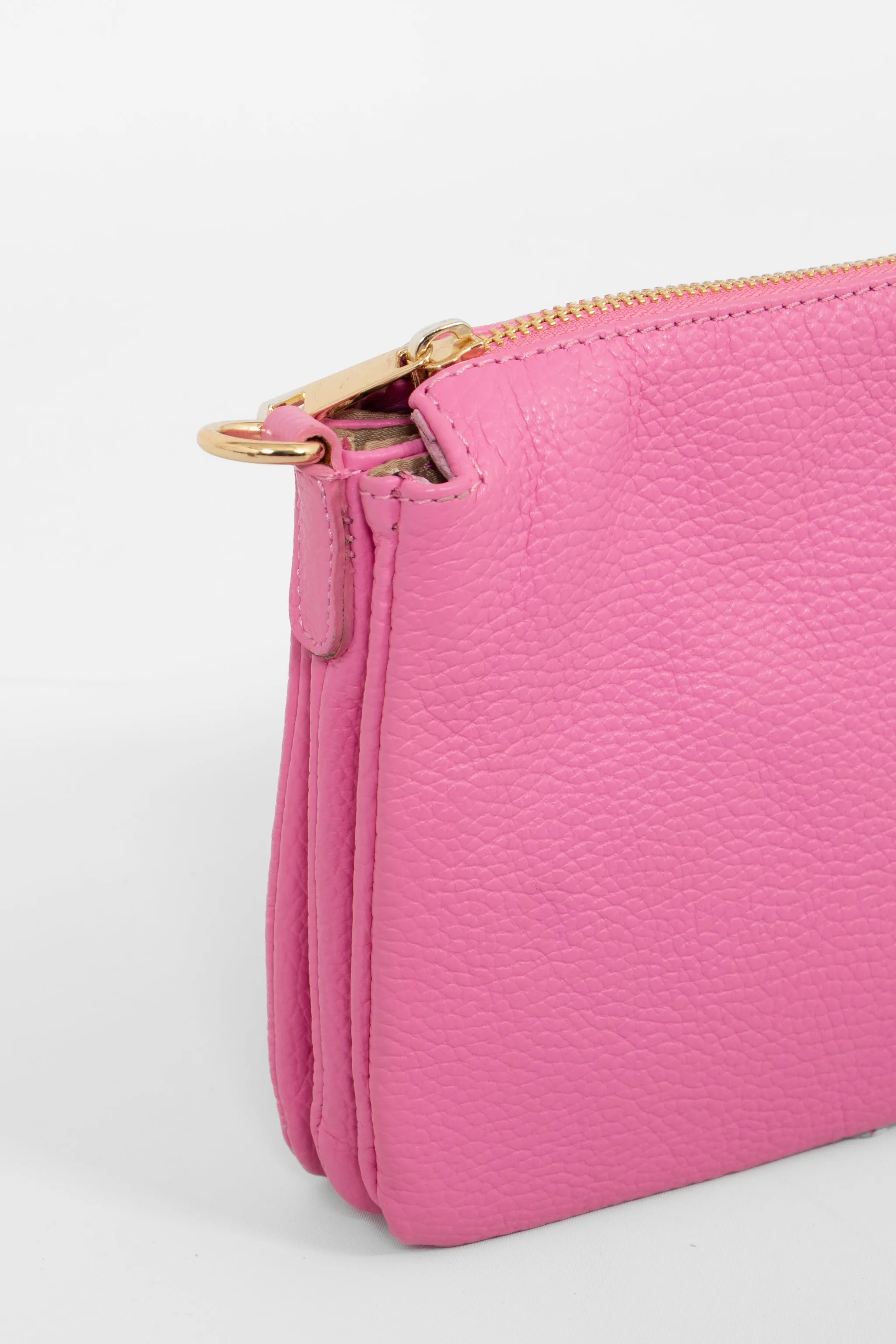 Gia - Italian Leather Crossbody Bag - Hot Pink, Pebbled