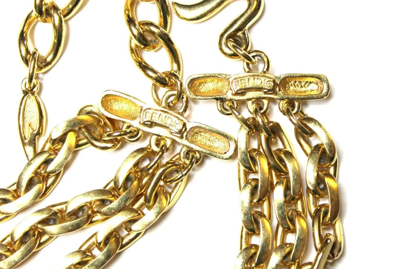 Gold Fendi Triple Chain Choker Necklace