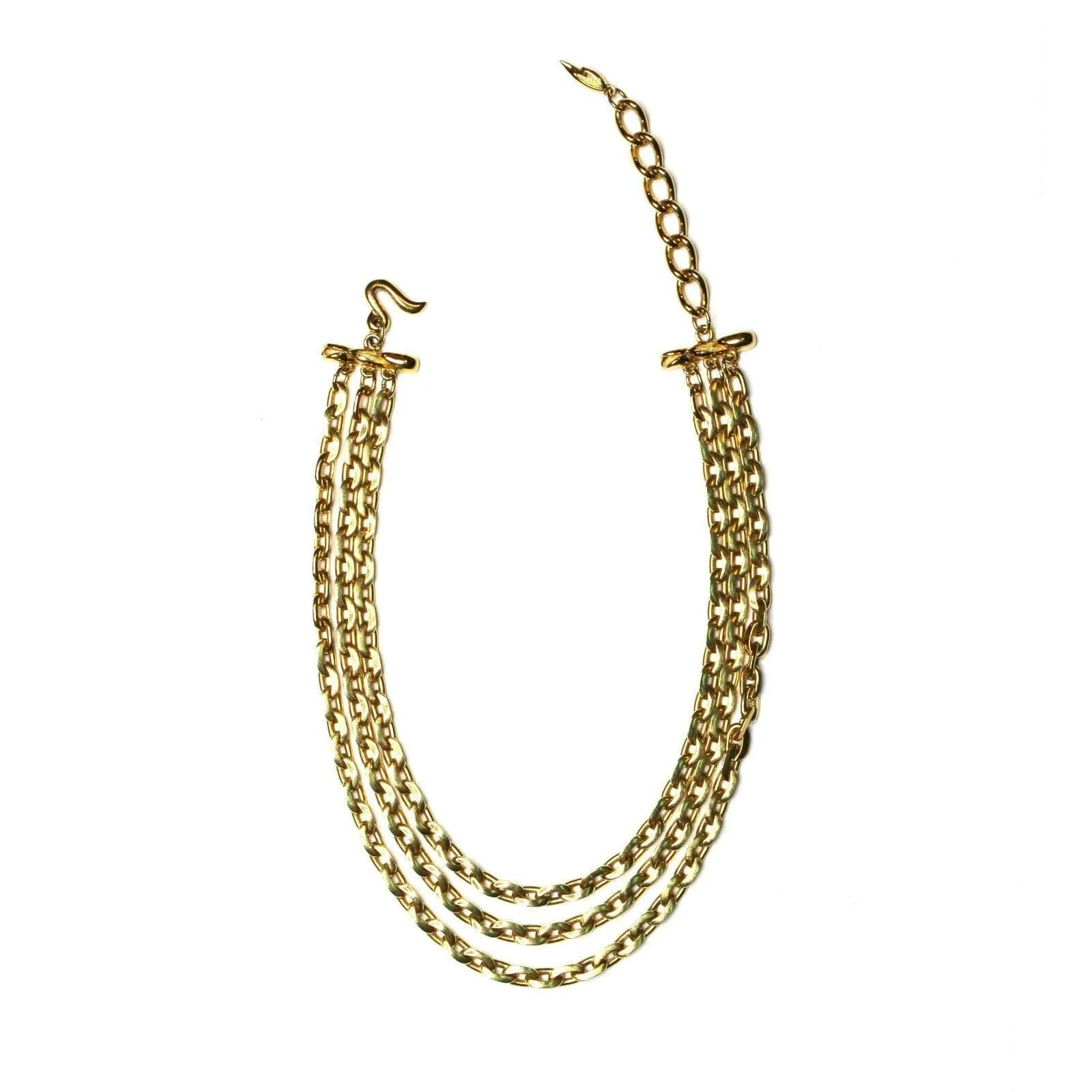 Gold Fendi Triple Chain Choker Necklace