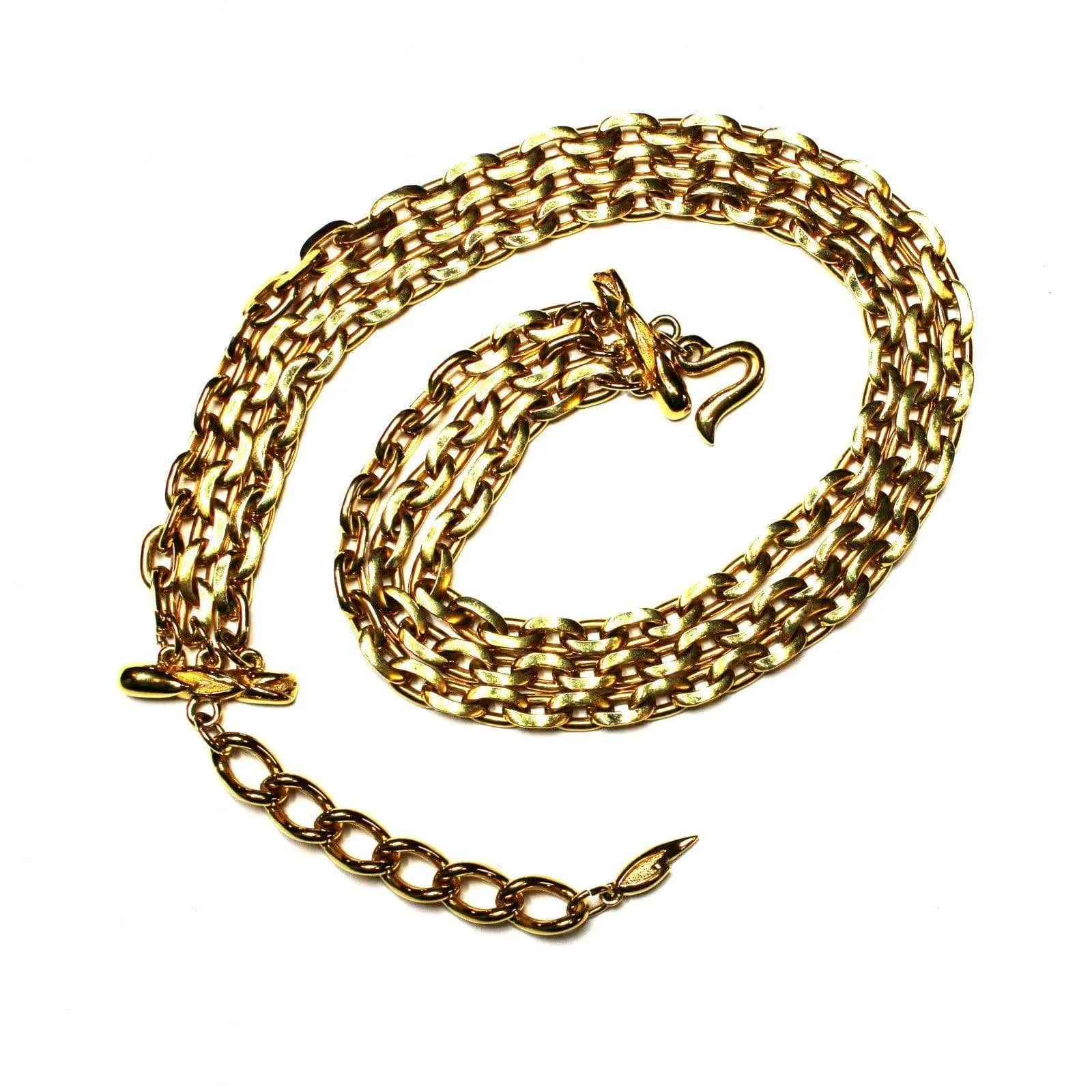 Gold Fendi Triple Chain Choker Necklace