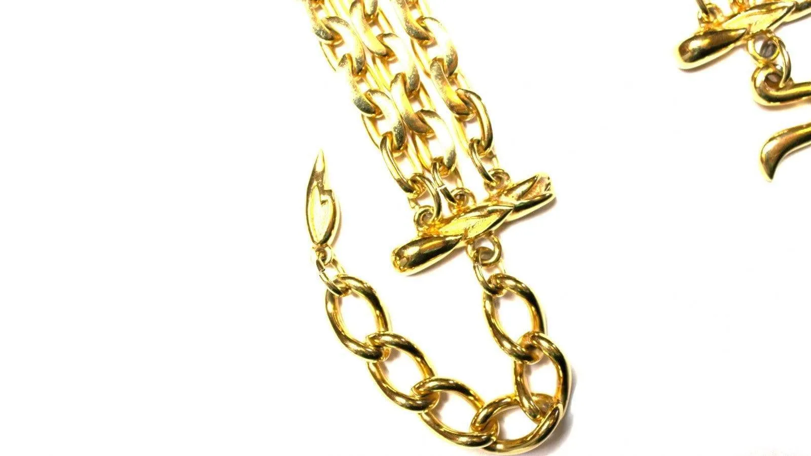 Gold Fendi Triple Chain Choker Necklace