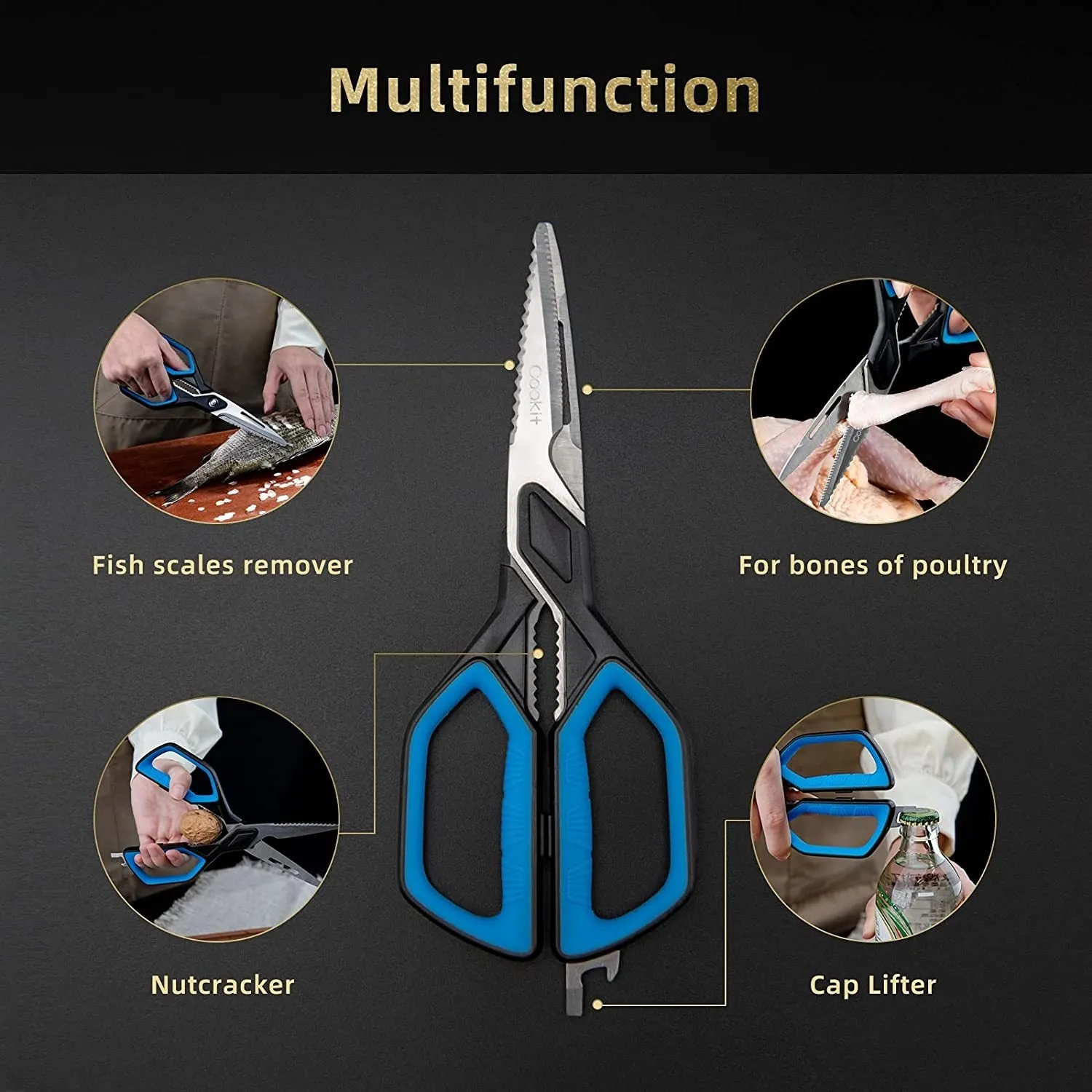 Heavy-Duty Utility Kitchen Shears with Micro-Serrated Blade – Ergonomic Handle, Detachable Design