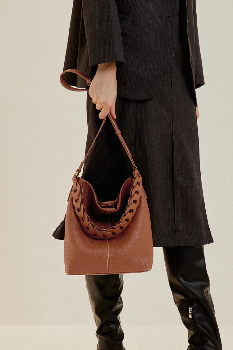 Hoop Two Strap Pebble Leather Bag