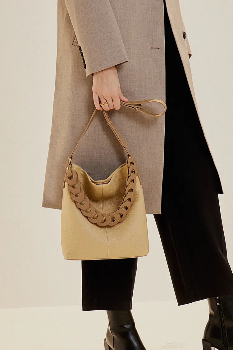 Hoop Two Strap Pebble Leather Bag