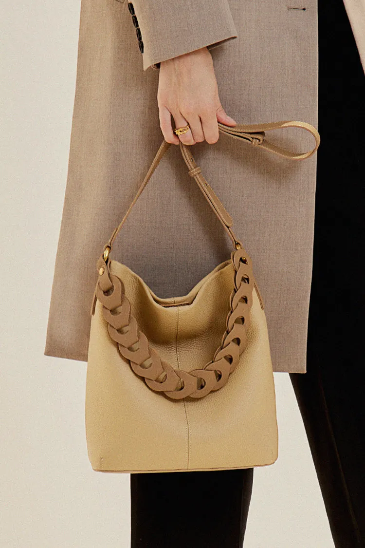 Hoop Two Strap Pebble Leather Bag