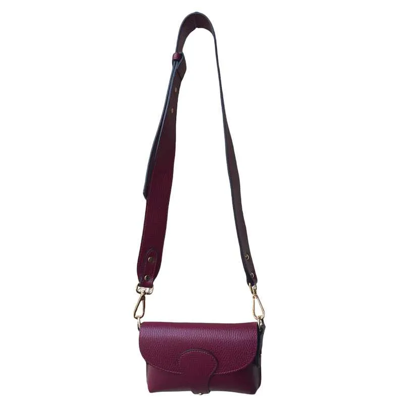 Italian Leather Mini Handbag in Burgundy