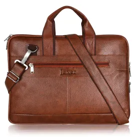 Jaxer Tan Leather Laptop Messenger Bag for Men - JXRMB004