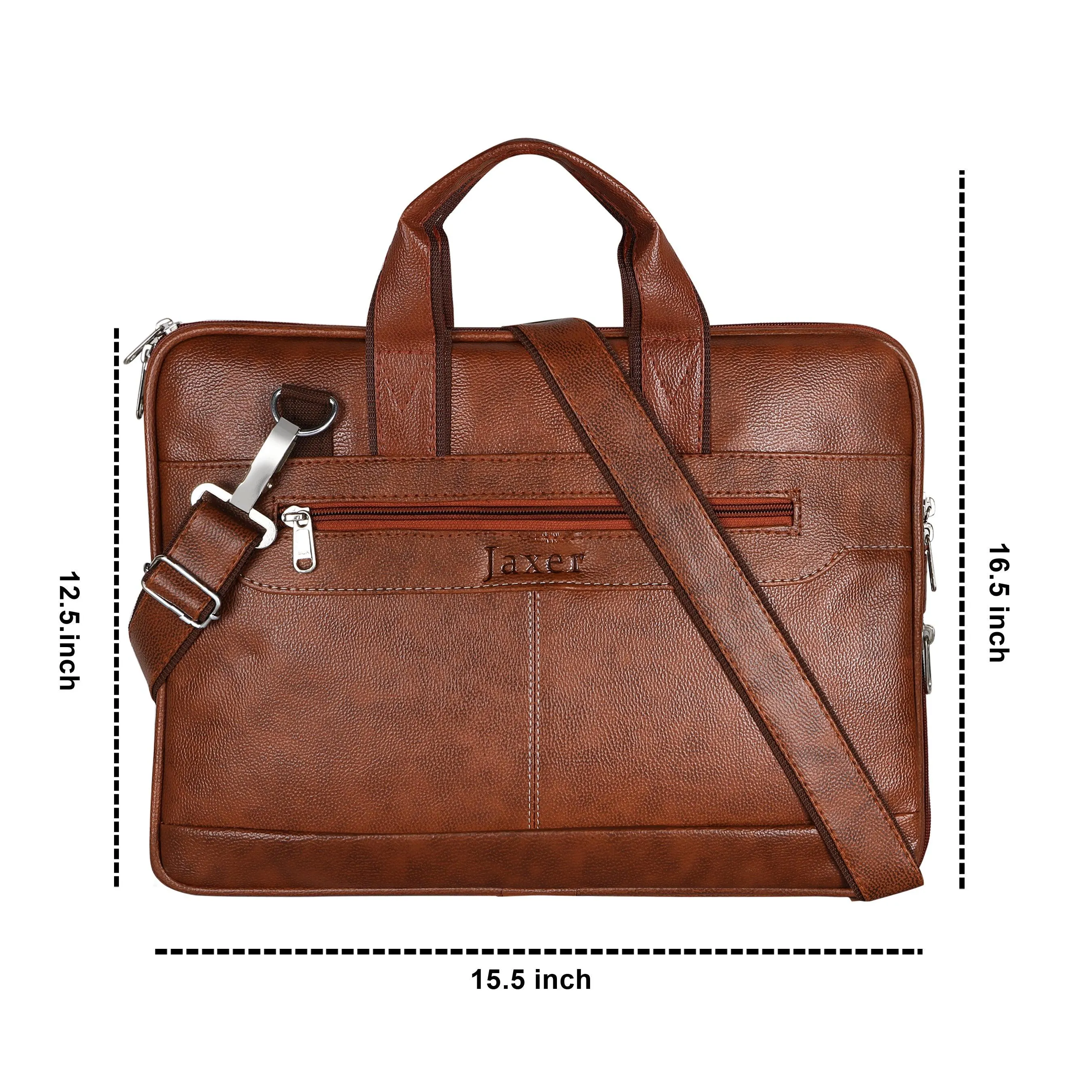 Jaxer Tan Leather Laptop Messenger Bag for Men - JXRMB004