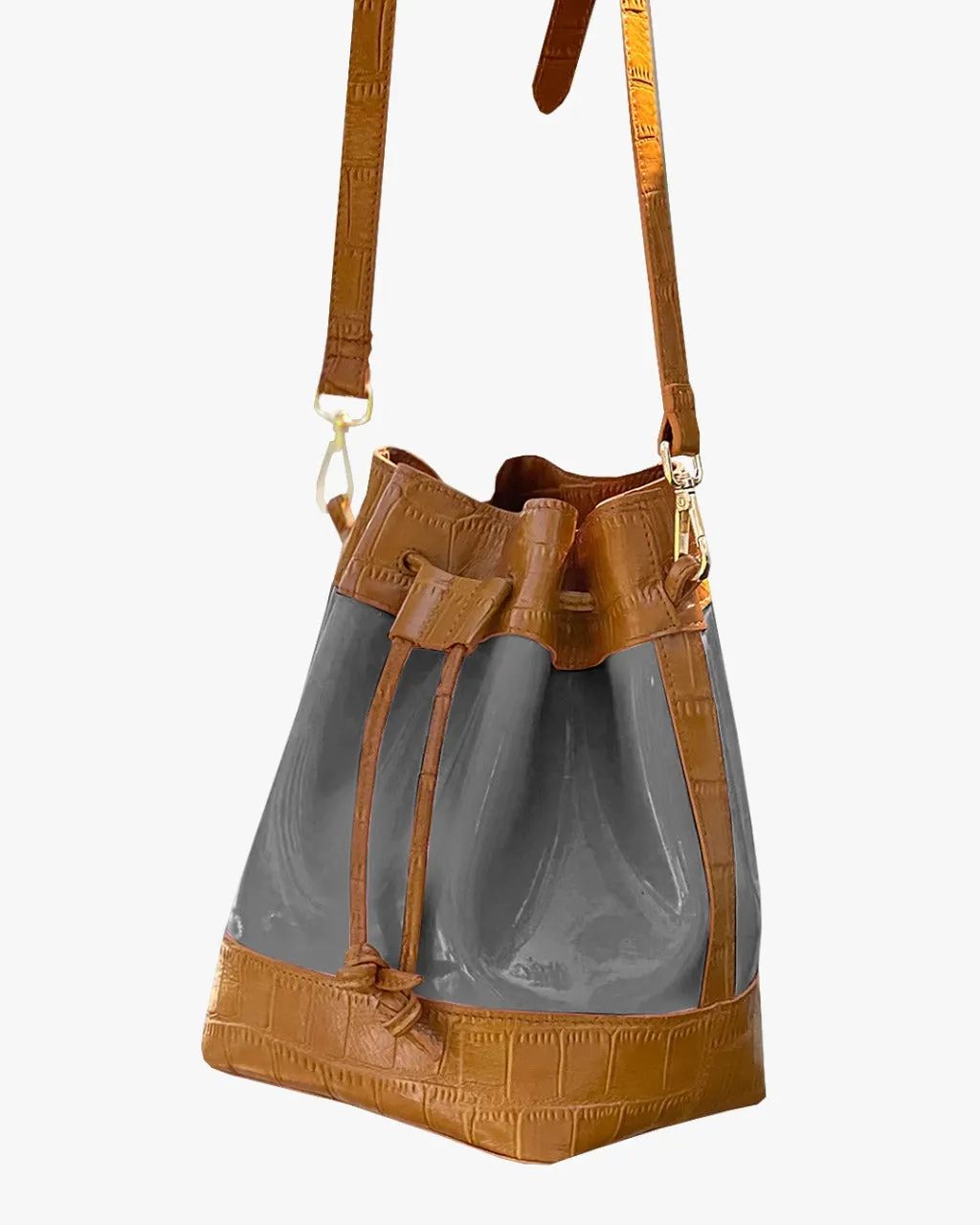 JELLY BUCKET BAG | CARAMEL & SILVER