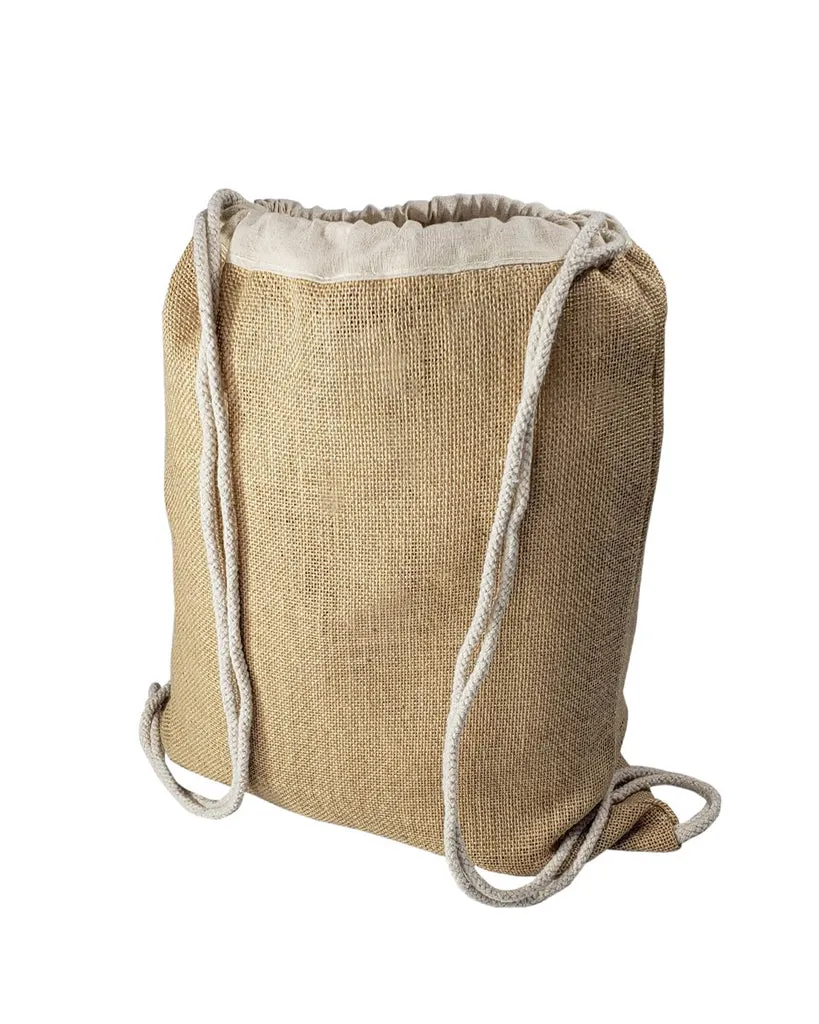 Jute Drawstring Bags / Natural Burlap Backpacks - BPK13