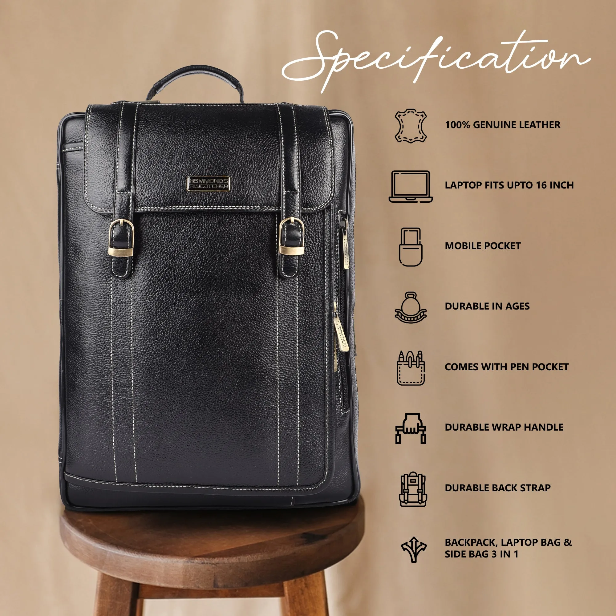 Laptop Bag for Men - Genuine Leather Office Bag - Fits upto 16 Inch Laptop/MacBook - Messenger Bag