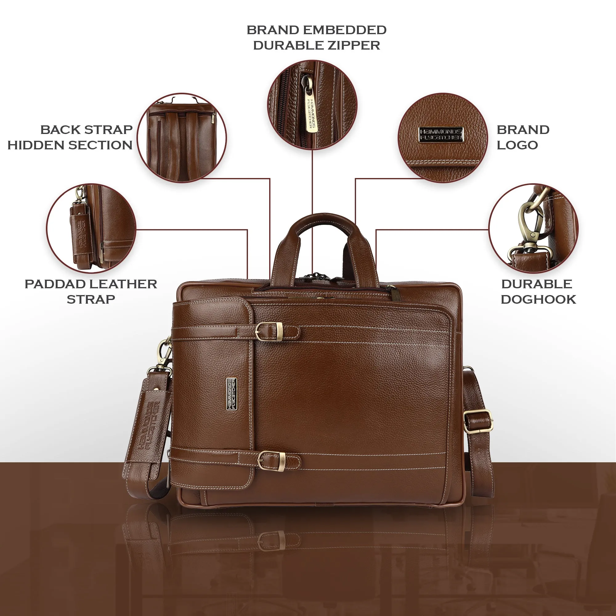 Laptop Bag for Men - Genuine Leather Office Bag - Fits upto 16 Inch Laptop/MacBook - Messenger Bag