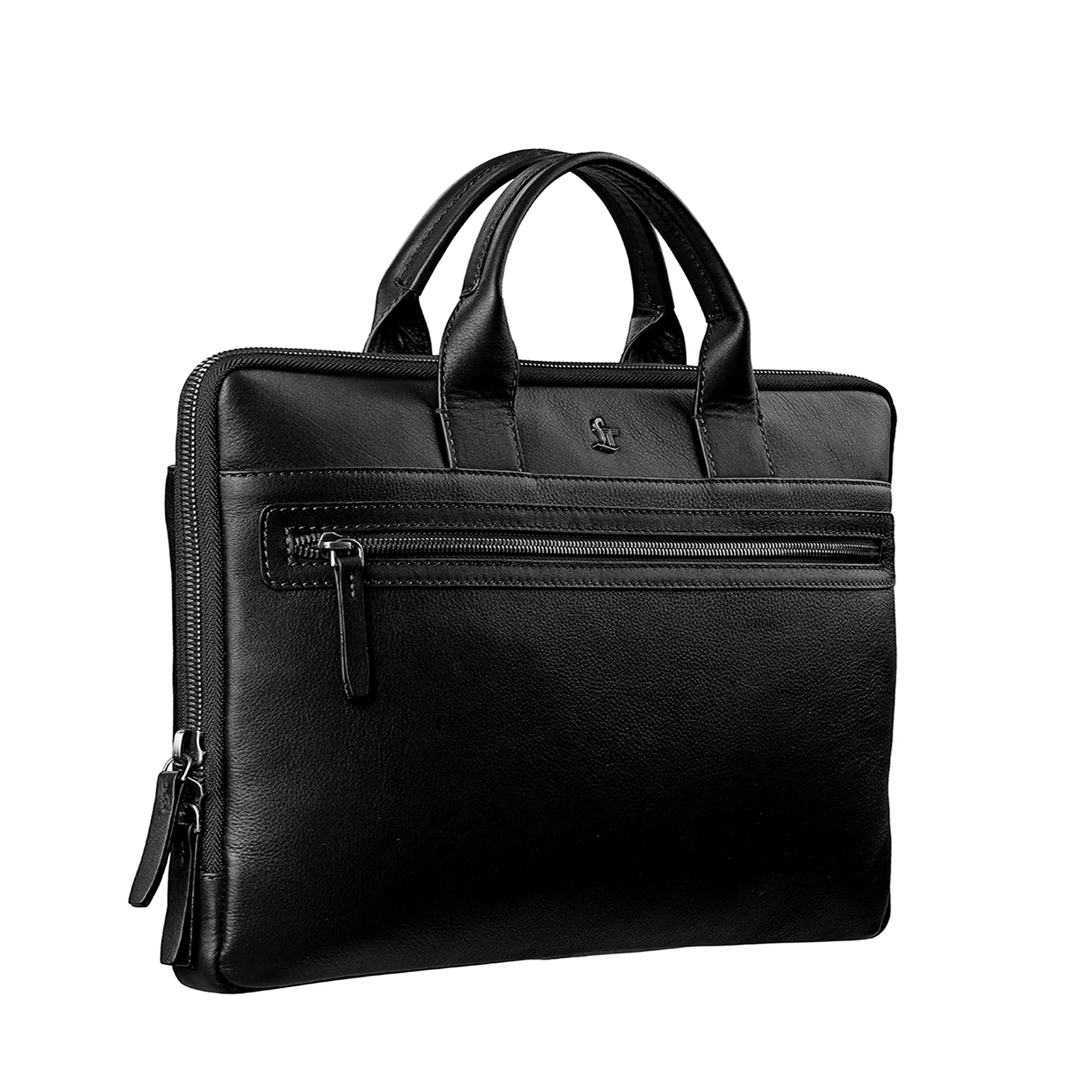 Laptop Sleeve V | Leather Laptop Bag for Men | Size: 15.6 Inches | Color: Black