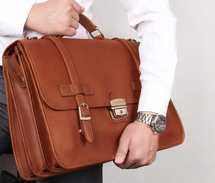 Large Leather Travel Laptop Bag Briefcase