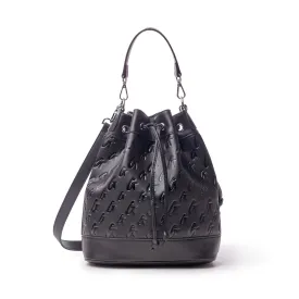 LARGE MONOGRAM BUCKET BAG - BLACK