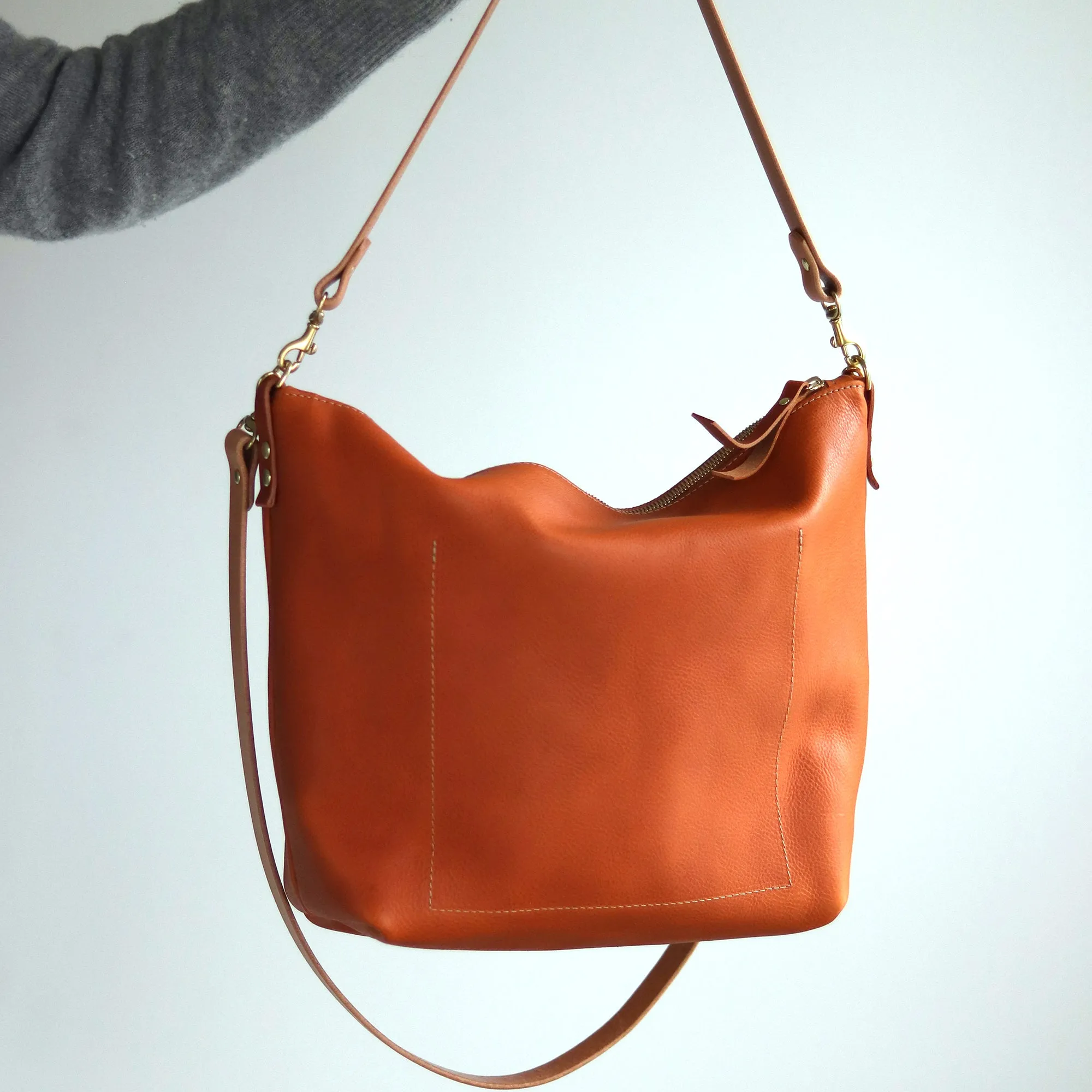 Large Slouchy Hobo Crossbody - Tan Pebble