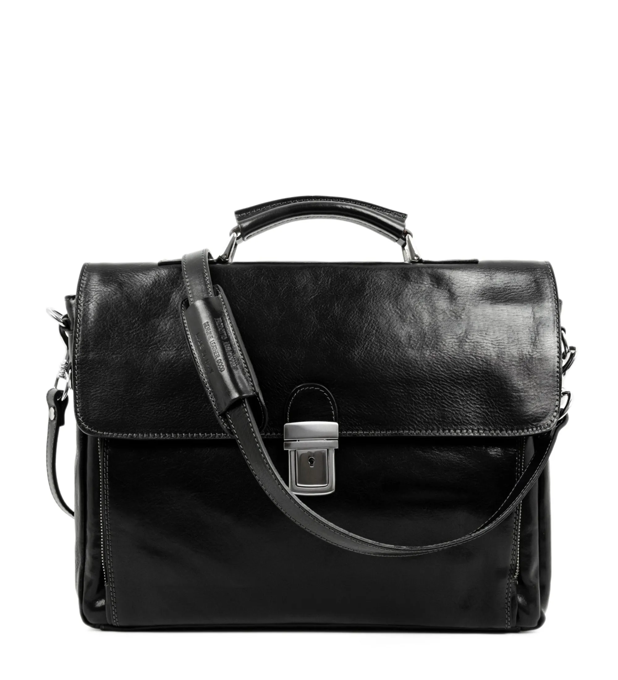 Leather Briefcase Laptop Bag  - In Cold Blood