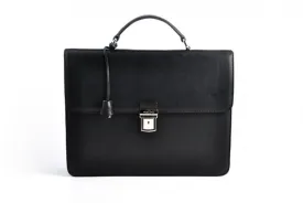 Leather Briefcase - The Forza - Ultra Slim - Onyx Black