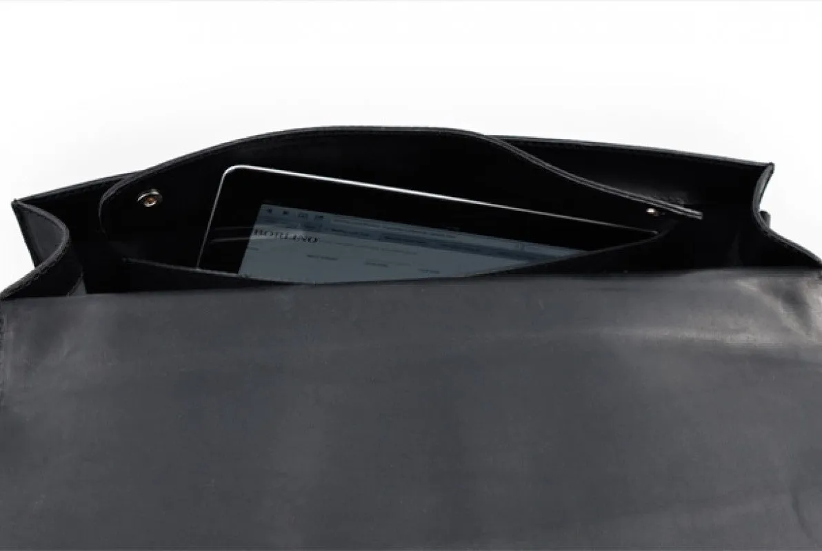 Leather Briefcase - The Forza - Ultra Slim - Onyx Black