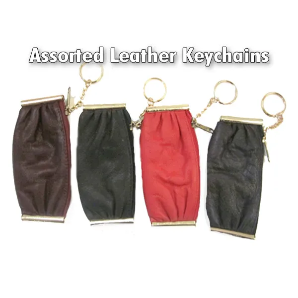 Leather Coins Purse with Key Chains. Assorted colors.