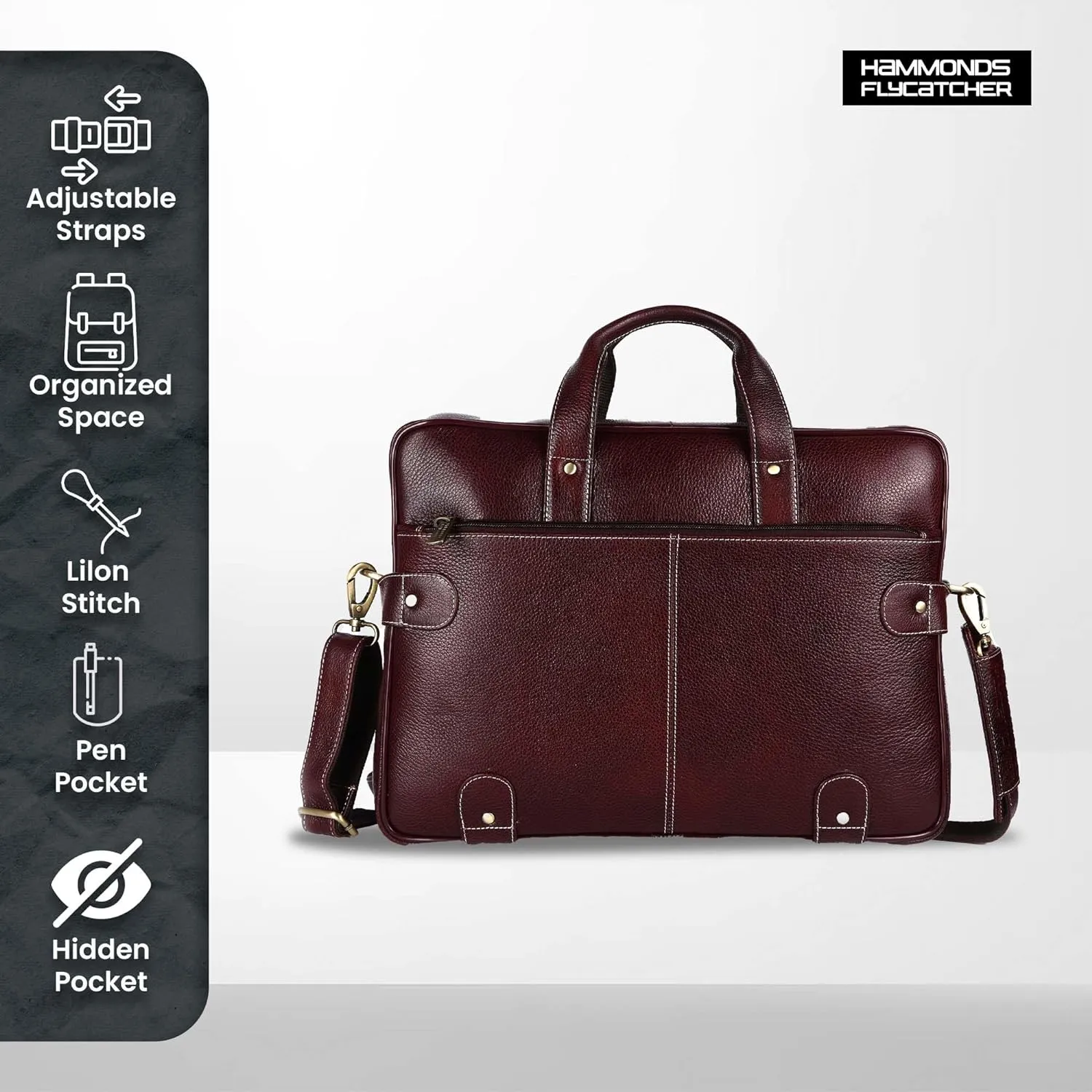 Leather Laptop Bag for Men - Fits Upto 16 Inch Laptop/MacBook - Premium Office Bag with 1 Year Warranty