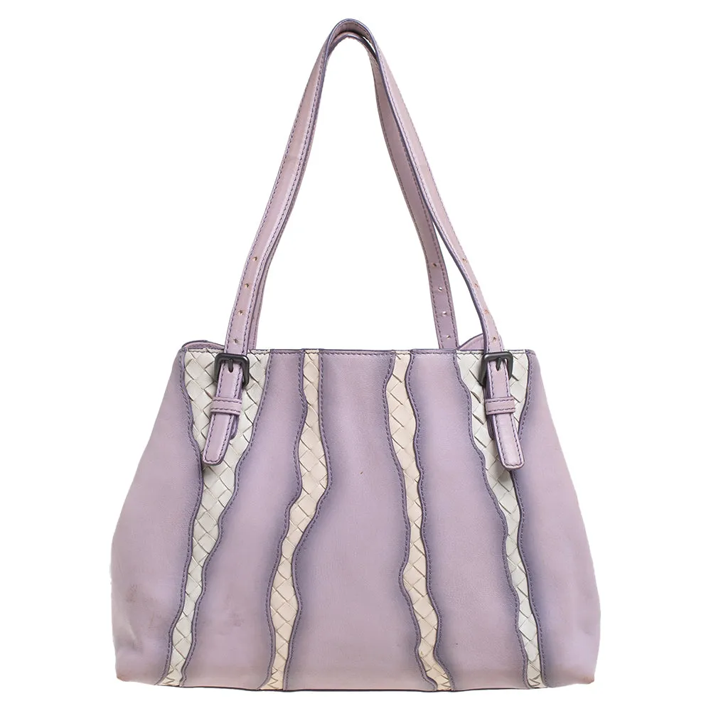 Lilac And Intrecciato Leather Monalisa Tote