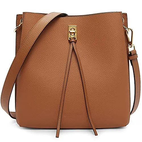 Lotty Tasseled Grained Leather Medium Bucket Bag