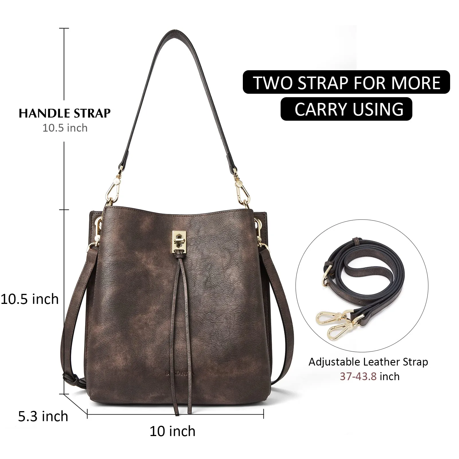 Lotty Tasseled Grained Leather Medium Bucket Bag