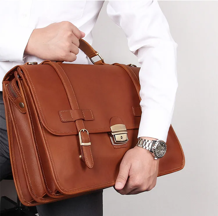 Luxury Genuine Cowhide Leather Business Briefcase 7397