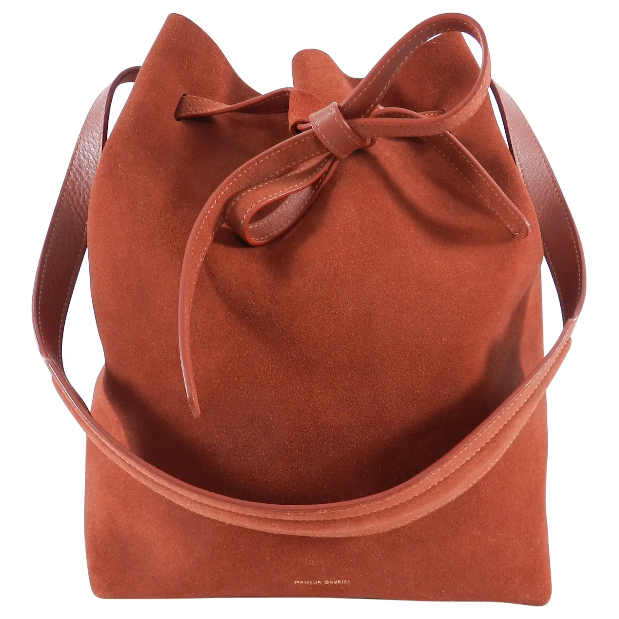 Mansur Gavriel Rust Suede Large Bucket Bag